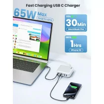200W USB C Charger Block GaN III 6-Port Fast Charging Station Hub