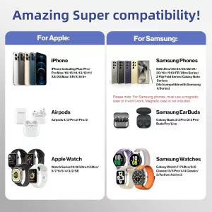 2025 Magnetic Wireless Charger 3-in-1 Stand for Samsung & Apple Devices