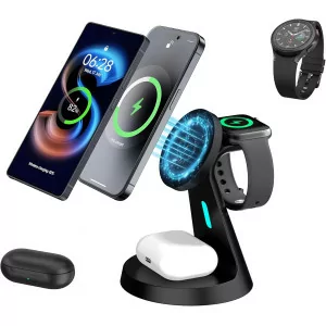 2025 Magnetic Wireless Charger 3-in-1 Stand for Samsung & Apple Devices