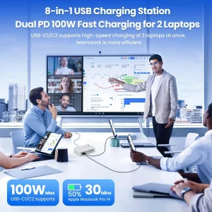 Chargeur USB-C 415W 8 Ports GaN IV, Double PD 100W Rapide