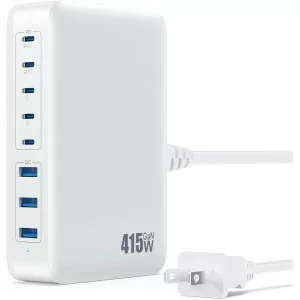 415W USB C Charger 8-Port GaN Fast Charging Station for Laptop & Phone