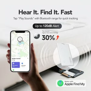 2025 MFi Certified Wallet Tracker Card - Waterproof AirTag Locator (White)