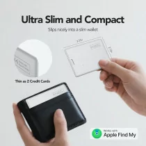 2025 MFi Certified Wallet Tracker Card - Waterproof AirTag Locator (White)