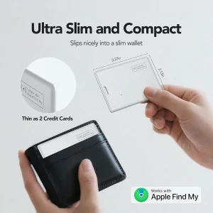 2025 MFi Certified Wallet Tracker Card - Waterproof AirTag Locator (White)