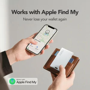 2025 MFi Certified Wallet Tracker Card - Waterproof AirTag Locator (White)