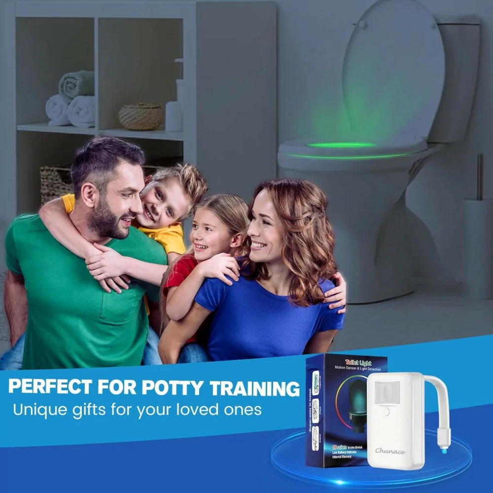 Chunace Toilet Bowl Night Light – 16 Color LED Motion Sensor Gift 2025