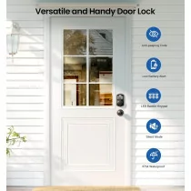 Veise Matte Black Keyless Entry Door Lock with Backlit Keypad & Knobs
