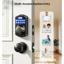 Veise Matte Black Keyless Entry Door Lock with Backlit Keypad & Knobs