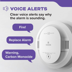 Kidde Hardwired Smoke & CO Detector with 10-Year Battery & Voice Alerts