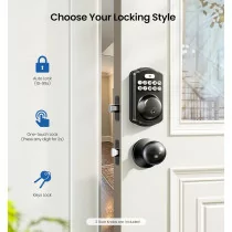 Veise Matte Black Keyless Entry Door Lock with Backlit Keypad & Knobs