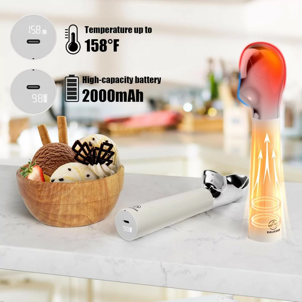 Heated Ice Cream Scoop – Rechargeable Electric Scooper up to 158°F