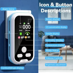 Détecteur 6 en 1 CO avec Écran HD – Sécurité Maison