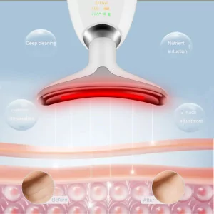Portable Face & Neck Massager with 7 Color LED Lights for Skin Care