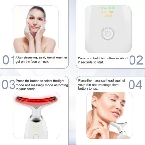 Portable Face & Neck Massager with 7 Color LED Lights for Skin Care