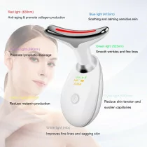 Portable Face & Neck Massager with 7 Color LED Lights for Skin Care