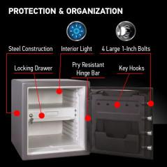 SentrySafe Waterproof & Fireproof Digital Safe Box, 1.23 Cu Ft, Alloy Steel, Code Button Keypad, SFW123GDC