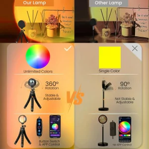 Sunset Lamp Projector LED with APP & Switch Control, 360° Rotation