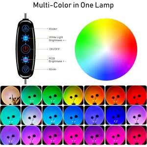 Sunset Lamp Projector LED with APP & Switch Control, 360° Rotation