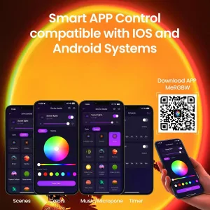 Lampe Projecteur Sunset LED Multicolore - Rotation 360° & APP