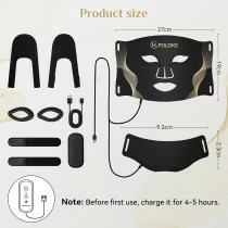 Advanced Black LED Light Therapy Mask & Neck - Red 630nm & NIR 830nm