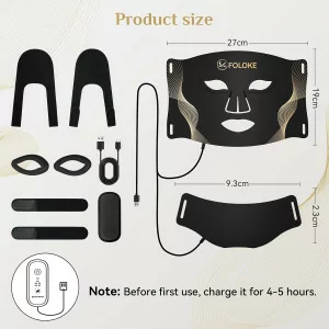 Advanced Black LED Light Therapy Mask & Neck - Red 630nm & NIR 830nm