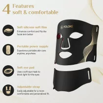 Advanced Black LED Light Therapy Mask & Neck - Red 630nm & NIR 830nm