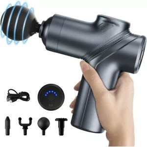 Portable Deep Tissue Massage Gun with Silent Motor & 4 Heads – Relaxation Gift