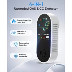 4-in-1 Carbon Monoxide & Gas Leak Detector with Dual Alarms – 2 Pack