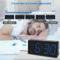 Réveil numérique Peakeep avec grand écran LED, alarme forte, chargeur USB, pile de secours - Bleu