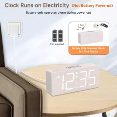 DreamSky Wooden Digital Alarm Clock with Large Numbers & Loud Alarm