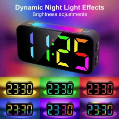 Réveil Loud pour Dormeurs Lourds, Horloge Numérique avec Double Alarme, Veilleuse, Grand Écran, Snooze