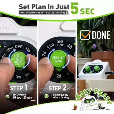 Arroseur Automatique Rainpoint IP54 pour Plantes Intérieures et Extérieures