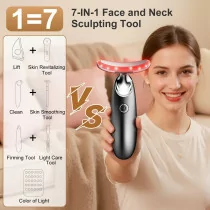 7-in-1 Red Light Face & Neck Massager | Portable 3-Color Skin Care Tool