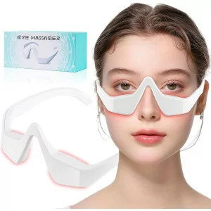 Under Eye Red Light Therapy Glasses - Microcurrent Eye Massager for Dark Circles