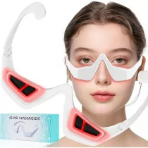 Under Eye Red Light Therapy Glasses - Microcurrent Eye Massager for Dark Circles