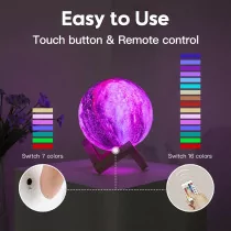 BRIGHTWORLD 5.9 16-Color 3D Moon Lamp with Remote & Touch Control