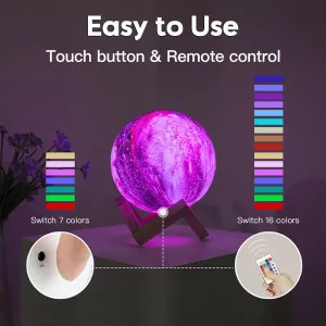 BRIGHTWORLD 5.9 16-Color 3D Moon Lamp with Remote & Touch Control