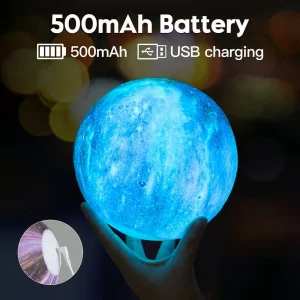 BRIGHTWORLD 5.9 16-Color 3D Moon Lamp with Remote & Touch Control