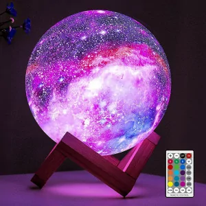 BRIGHTWORLD 5.9 16-Color 3D Moon Lamp with Remote & Touch Control