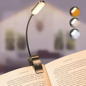 Gritin 16 LED Rechargeable Book Light – Eye-Care, 3 Temps & Clip-On