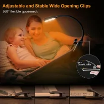 Gritin 16 LED Rechargeable Book Light – Eye-Care, 3 Temps & Clip-On