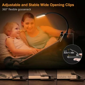 Gritin 16 LED Rechargeable Book Light – Eye-Care, 3 Temps & Clip-On