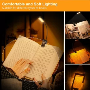 Gritin 16 LED Rechargeable Book Light – Eye-Care, 3 Temps & Clip-On