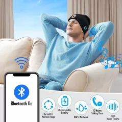 Bonnet Bluetooth LED pour Homme – Cadeau Saint-Valentin, Anniversaire, Camping et Randonnée