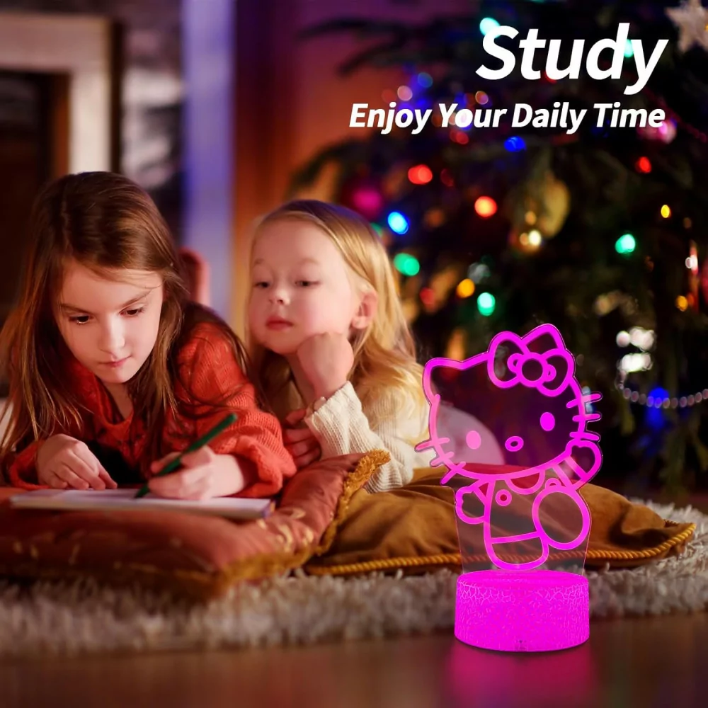 Cute Cat Night Light - 16 Color Changing Kitty Lamp with Remote & Timer