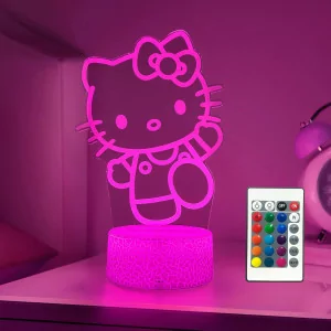 Cute Cat Night Light - 16 Color Changing Kitty Lamp with Remote & Timer