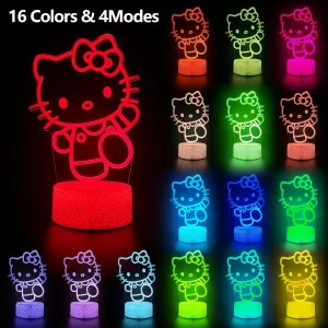 Cute Cat Night Light - 16 Color Changing Kitty Lamp with Remote & Timer