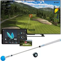 Simulateur de Golf PHIGOLF Home avec Capteur de Mouvement & Bâton de Swing – 38 000+ Parcours, Android/iOS