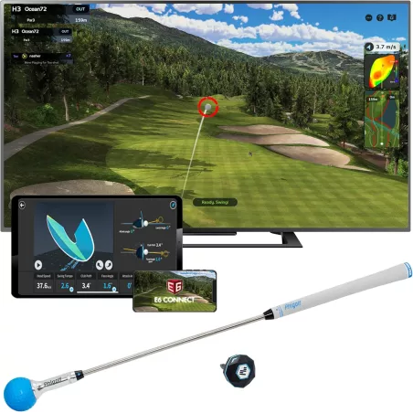 Simulateur de Golf PHIGOLF Home avec Capteur de Mouvement & Bâton de Swing – 38 000+ Parcours, Android/iOS