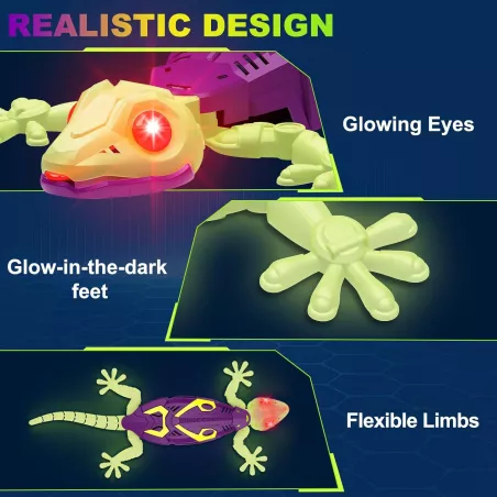 Wall Climbing Gecko lumineux, robot lézard télécommandé, jouet amusant pour enfants 3-10+ ans